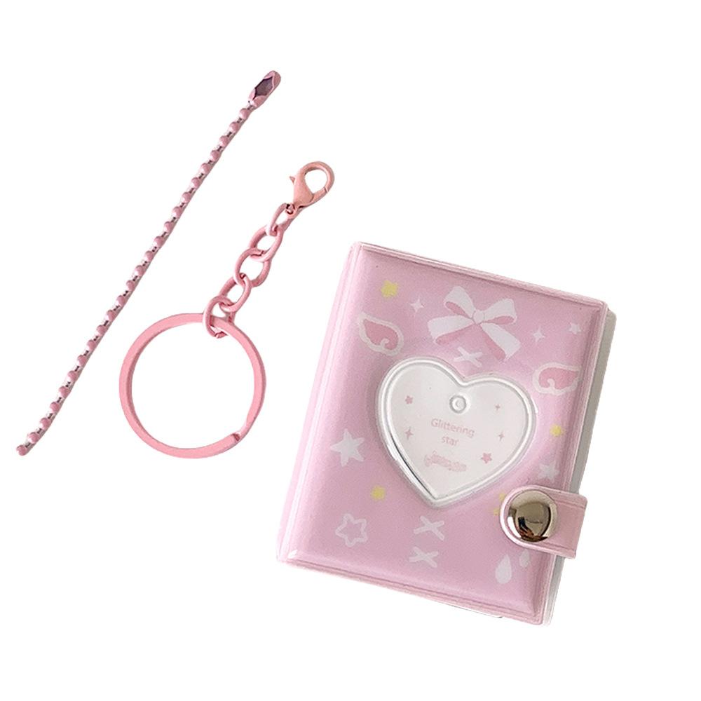 Hisocute Mini 2 Inch Keychain Pendant Photo Album Girl Love Big Head Sticker Storage Album ID Photo Card Album