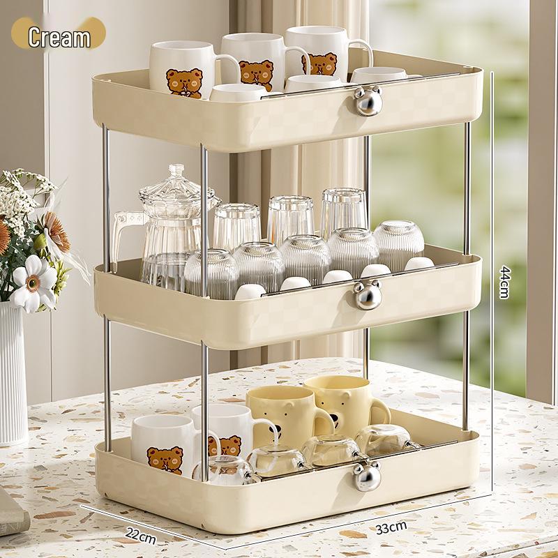 Light Luxury Cup Holder Rack - Large Capacity Kitchen & Living Room Storage with Drain Tray