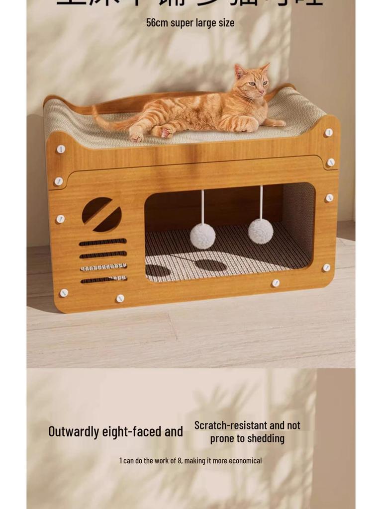 TV Style Cat Scratching Board and Bed: Durable, Debris-Free, Scratch-Resistant, All-in-One Cat Nest Toy