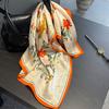 New 100% Real Silk Satin Women Scarf  Flower Printed Foulard Femme Square Head Scarfs Bandana Shawl For Lady Hijab