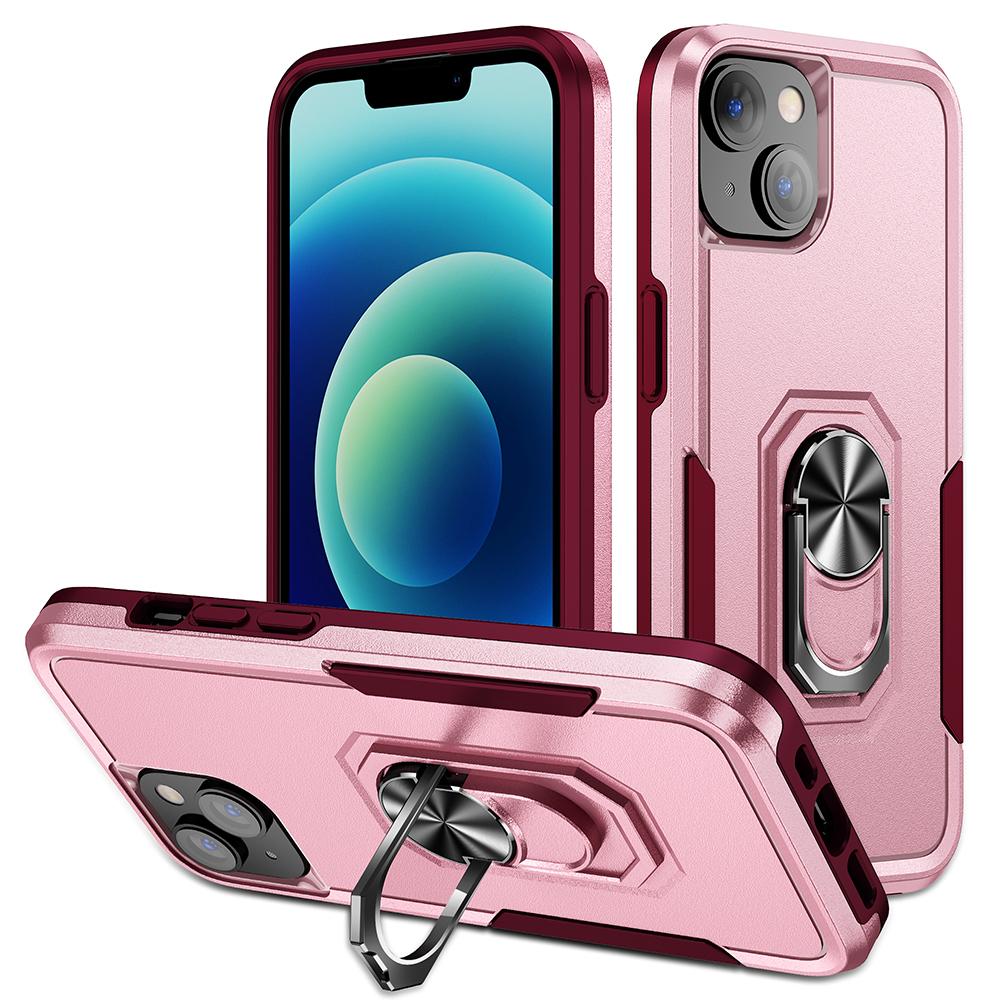 For iPhone 15 PC+TPU Shockproof Cover Anti-fall Phone Case with Ring Kickstand