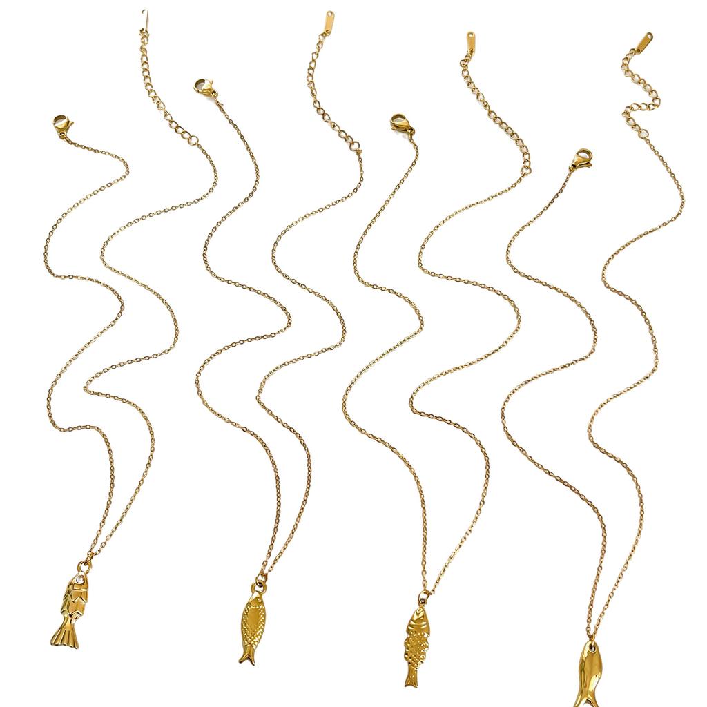 Unique Designs Fish Pendant Necklace Sturdy Stainless Steel Waterproof Jewelry Accessory for Women Beach Party Supplies