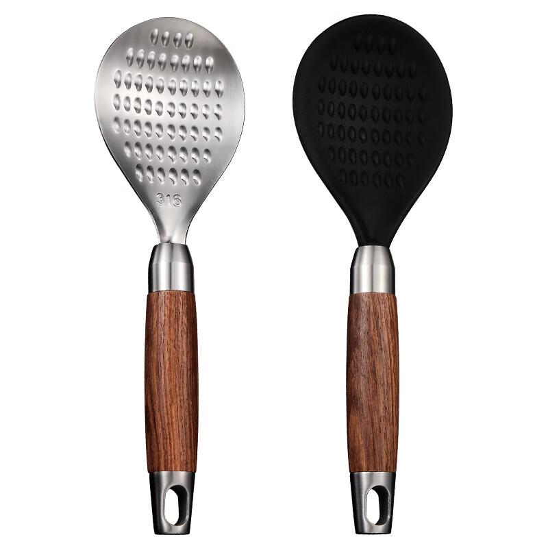 ZISIZ 316 Stainless Steel Rice Spoon with Wooden Handle