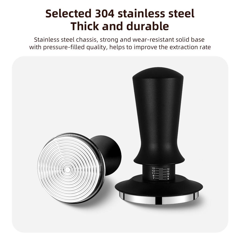 Coffee Tamper 30lbs Constant Pressure Reset Spring Self Adjustable Depth with Sound Feedback Espresso Tamper  with 304