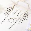 Popular Bridal Jewelry Set: Imitation Pearl Choker, Long Tassel Necklace, Bracelet & Earrings