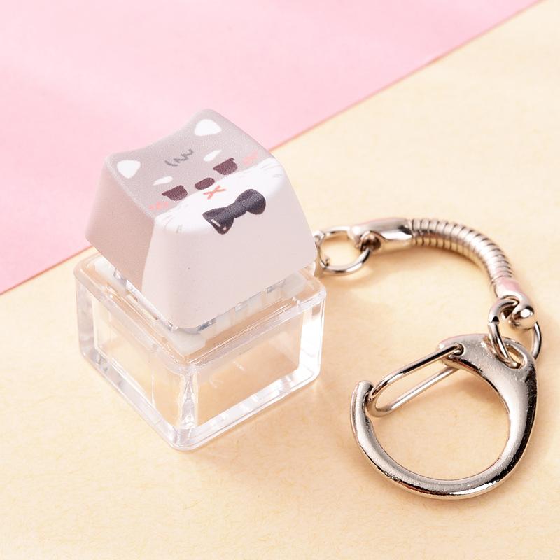 Cute Cat Dog Pendant Stress-Relief Fidget Keychain Mechanical Keyboard Keychain Dog-Themed Clicker Fidget For Backpack Study