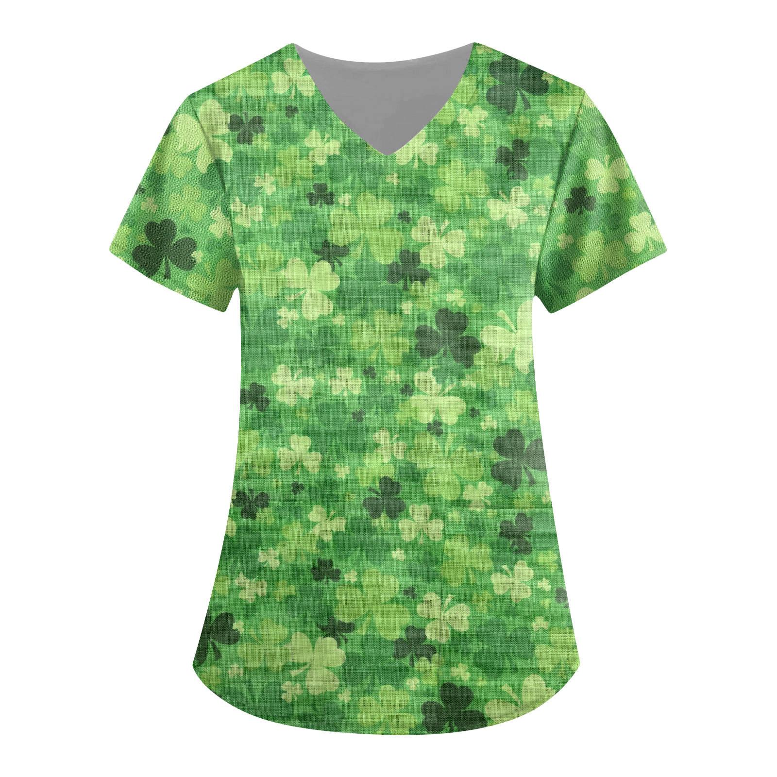 

Women s Fashion Print Short-Sleeved V-Neck Tops Nurses Uniforms XXXXXL