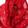 Sexy Crotchless Red Lingerie Women Lace Hollow Bodysuit Transparent Erotic Pajamas Deep V Open Bra Porn Underwear Sets Nightwear