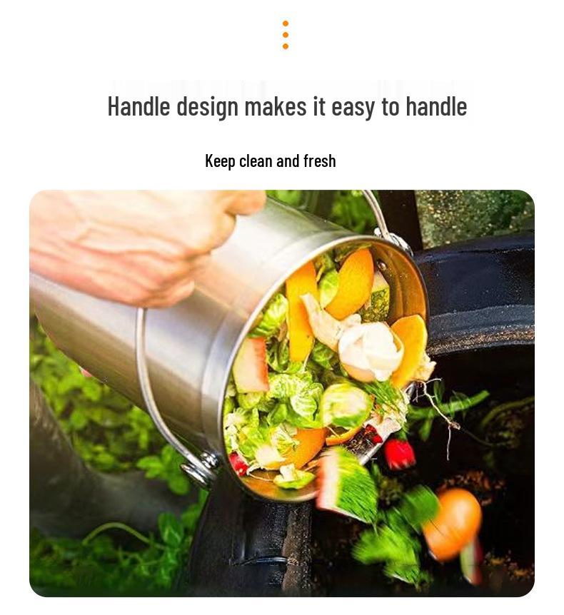 Poubelle de cuisine côtelée en acier inoxydable de 5 L avec couvercle - Recyclage et compostage pour les déchets et les épluchures de fruits