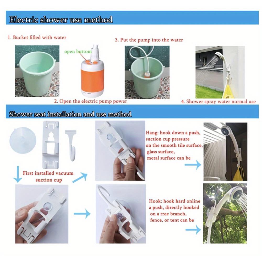 1pc Versatile Electric Camping Shower-5V 2A, Quick Portable Outdoor Hygiene System-Watering, Pet Wash, Car Clean, for Hiking & More