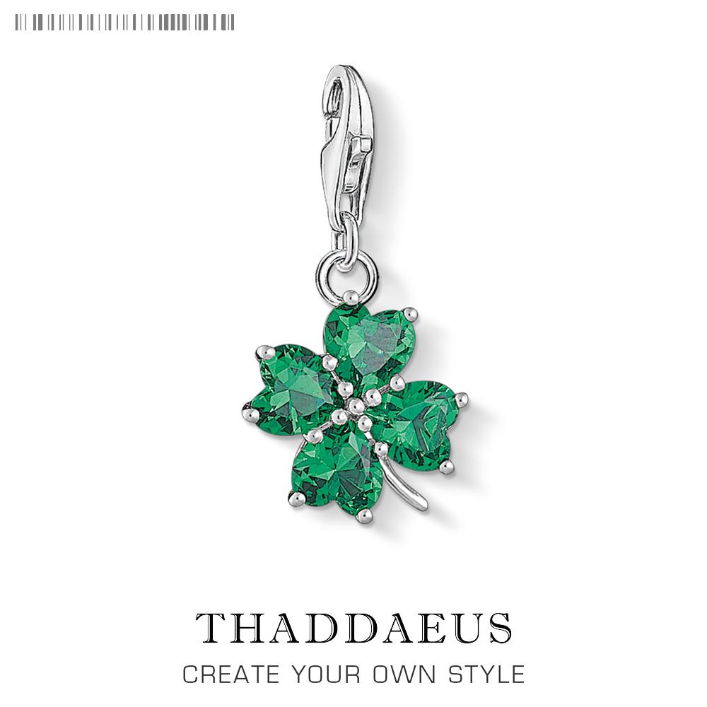 

Green Cloverleaf Charms Pendant European Handmade Lucky Jewelry For Ladies & Men New Pure 925 Silver Gift зелёный