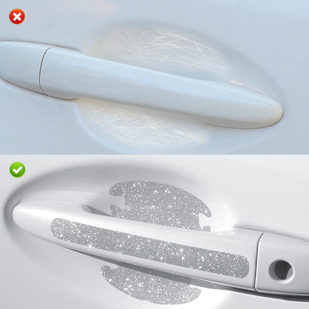 4X Car Door Bowl Handle Reflective Bling Sticker Anti-scratch Protection Rhinestone Decals Auto Door Styling Protector Stickers