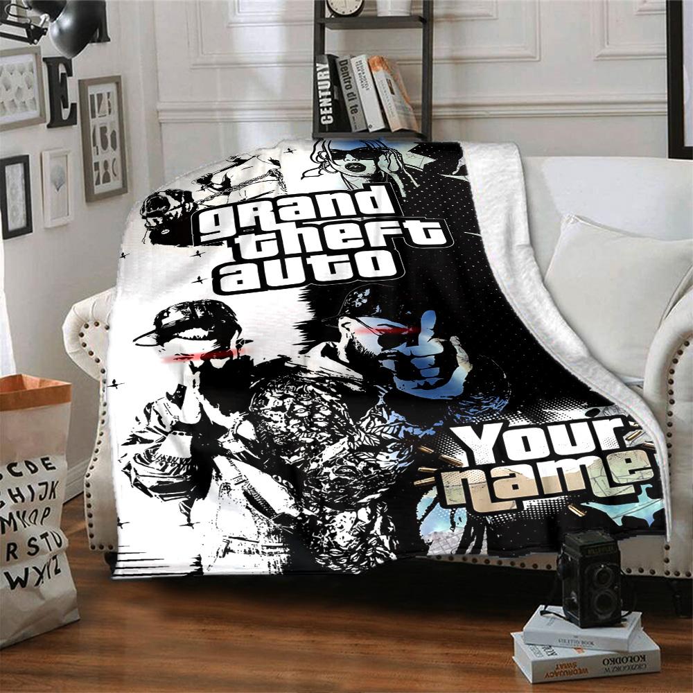 Gta Personalisierbare Textdecke Gemütliche Personalisierbare Decke Langlebiger Komfort für Sofa Büro Couch Picknicks Ganzjahres-Universal
