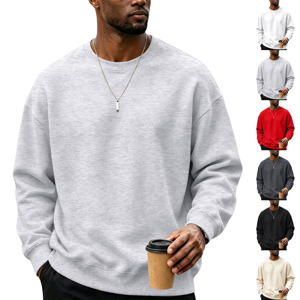 Men's Color Neck Sweatshirt Loose Fit Casual Pullover for Winter