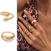 Set Of 6 Elegant Lavas Texture Metal Rings Adjustable Size Jewelry Stylish Finger Accessories For Women And Men