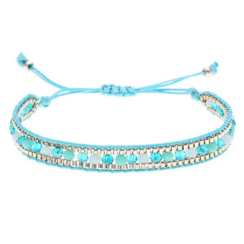 Bohemian Ladies Bracelet Fashion Hand-woven Bracelet Crystal Single Layer Beaded Bracelet National Wind Friendship Bracelet Gift