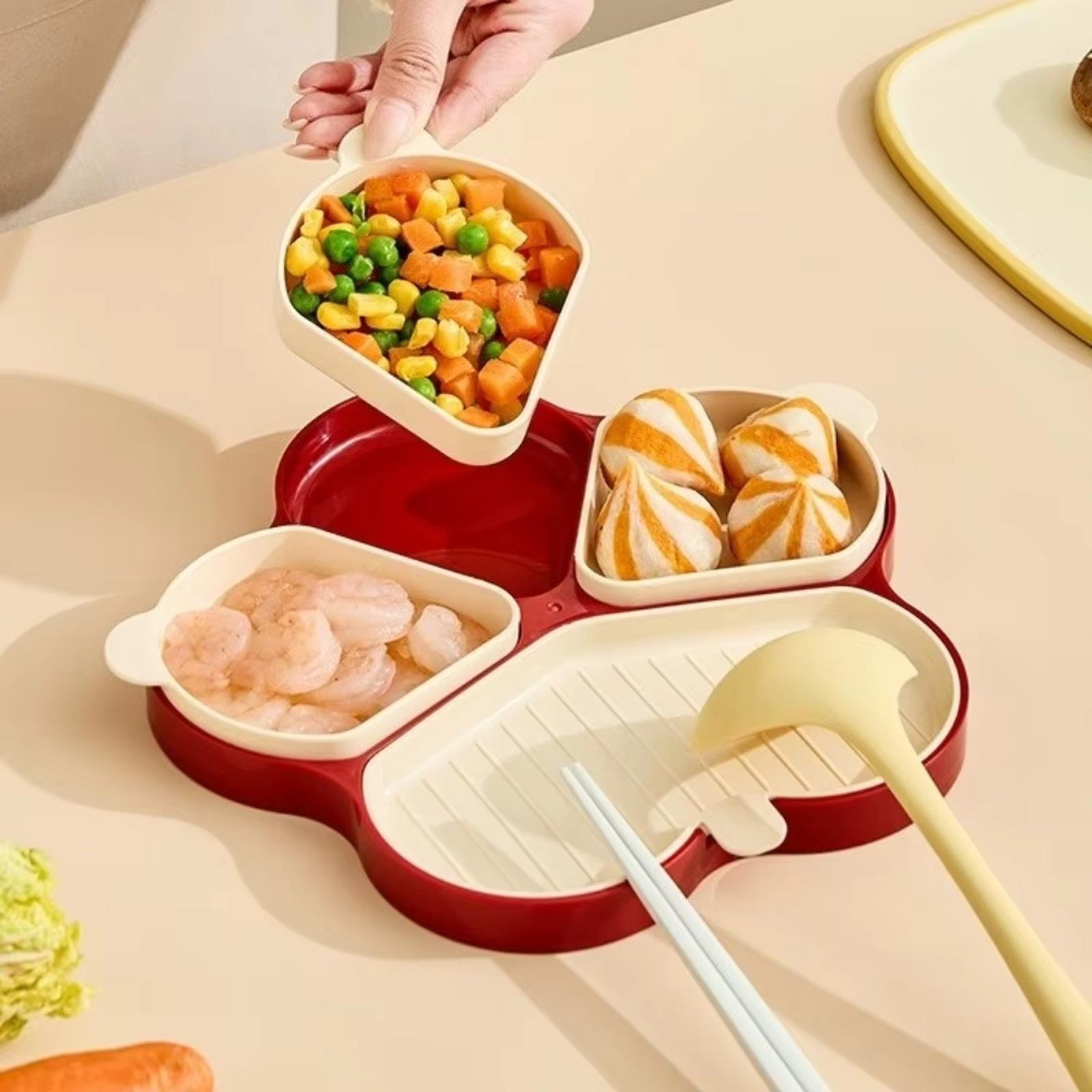 Multifunctional Divided Serving Tray for Kitchen Prep & Hot Pot Seasoning one size красный
