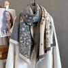 New Plant and Flower Printed Scarf for Women's Autumn and Winter Fashion Imitation Cashmere Warm Scarf with Shawl Outside