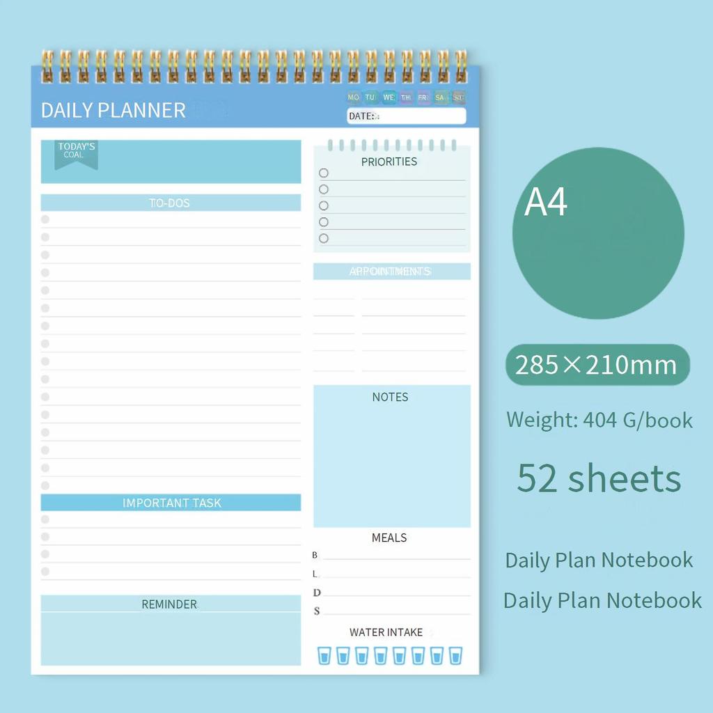 High Quality Customizable LOGO A4 Multifunction Coil Note Pad Daily Plan Schedule Planner School Supplies