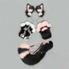4Pcs/Set Kitsune Fox Ears & Tail & Paw Gloves Plush Anime Cosplay Prop For Lolita Furry Convention Halloween Costume Accessories