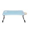 Engineered Wood Foldable Laptop Table with Cup Holder, Tablet Groove and Mini Drawer (60L X 40W X 26H Cm, Blue)