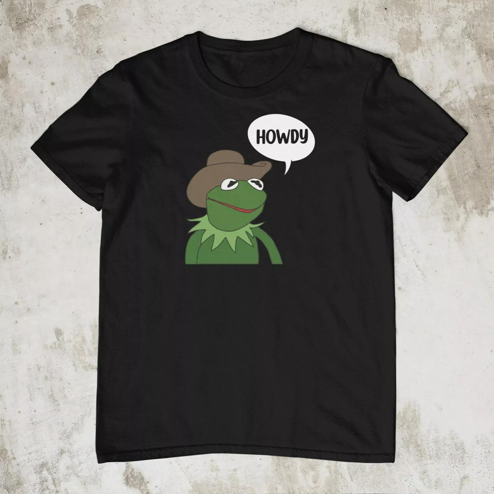 Kermit Cowboy Frog Howdy Meme T-Shirt Funny Trendy meme Funny Cowboy Frog Lover M