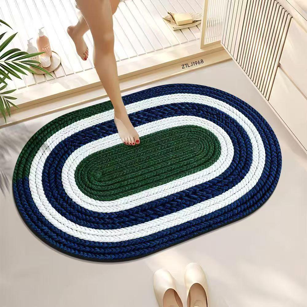 Minimalist Woven Diatomaceous Earth Bath Mat - Absorbent, Easy-Clean, Non-Slip for Bathroom or Entrance