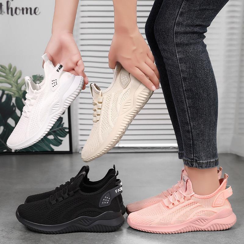 Shoes Women's Casual Shoes One Piece Women's Shoes Soft Sole Light Sports Shoes Mesh White Shoes Versatile Household Shoes