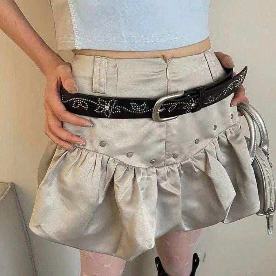 Rivet inlaid flower versatile Korean version jeans, personalized high-end belt, waist belt for women