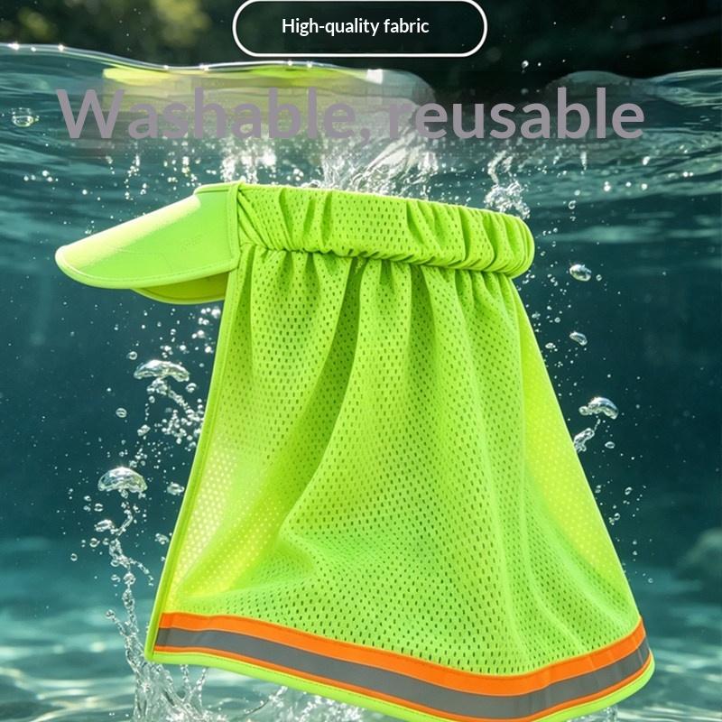 Construction Hard Hat Sun Shield For Safety Helmet Neck Protection Mesh Reflective Stripe Quick Install Universal Fit Work Gear