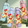1PC Cute Gingerbread Man Cartoon Print 750ml Color Plastic Sports Water Bottle Leakproof Flip Straw Lid Suitable for Sports Office Home Use