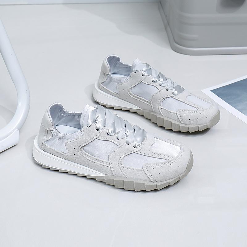 

Дышащие белые туфли с низким берцем для женщин, новые летние туфли с большой головкой, повседневные кроссовки на толстой подошве 35 серый