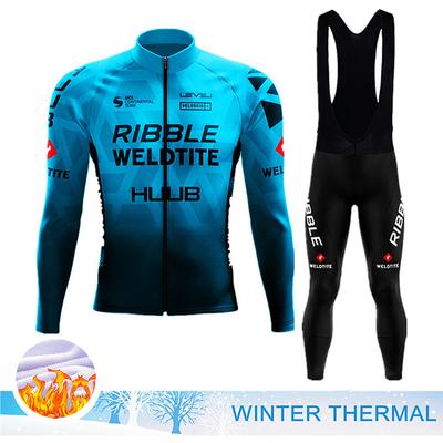 2023 Winter Thermal Fleece Cycling Clothing Men's Jersey Suit Outdoor Warm Riding Bike Clothes MTB Long Bib Pants Set