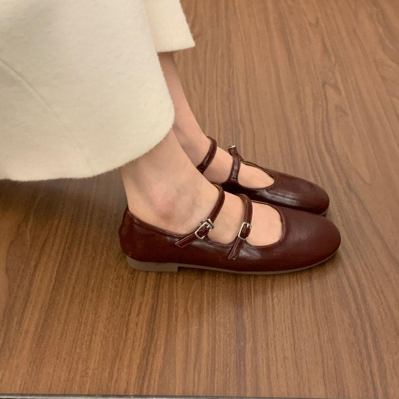 Fashion Fashion Buckle Strap Ladies Mary Janes Flats Shoes Female Round Toe Footwear Shallow Women Ballet Flats Dance Shoes lady