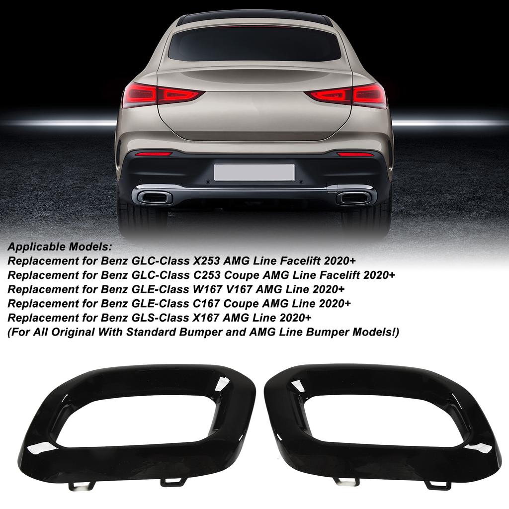 Car Exhaust Tip Cover Trims Bezel Fit For Benz GLC GLE GLS‑Class X253 C253 W167 V167 C167 X167 AMG Line 2020‑2025 For Car