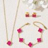 3PCS Titanium Steel Clover Necklace Bracelet Earrings Three Piece Jewelry Set