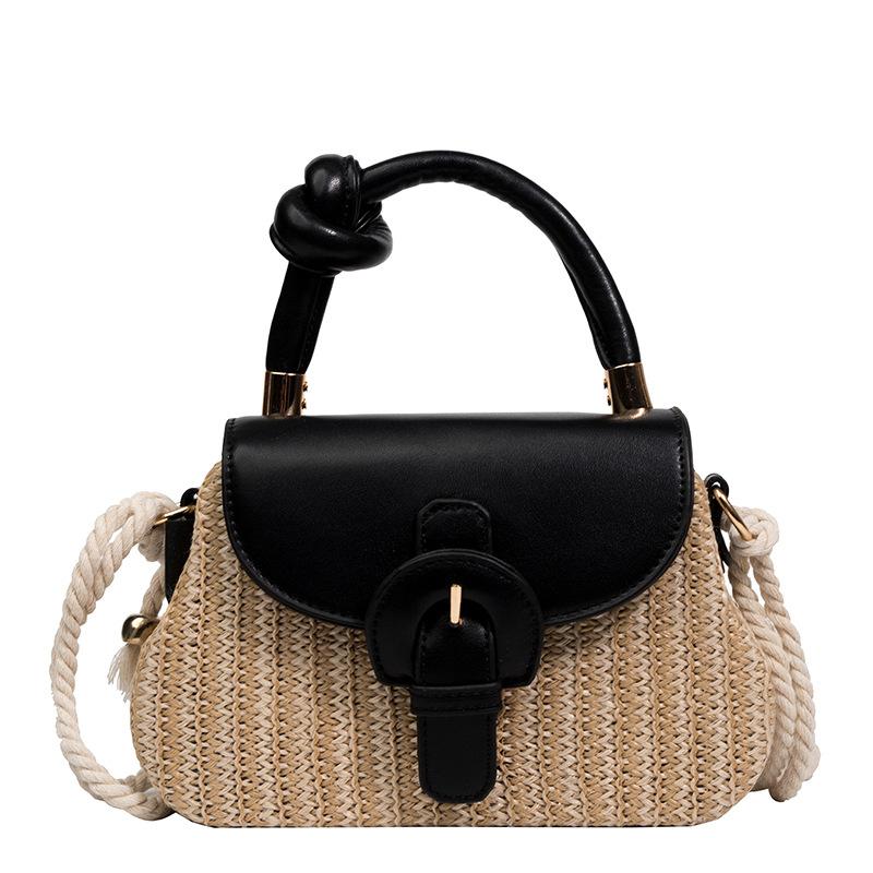 Stylish, simple, small, fresh and literary women s bags, winter trend weaving, foreign style, one shoulder crossbody holiday small square bag чёрный
