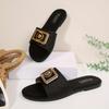 New slippers classic temperament solid color metal decorative round head flat sandals