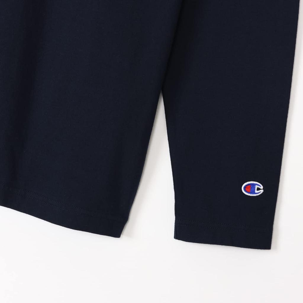Champion Long Sleeve Size Crew Embroidered Basic Men's T-Shirt, Navy, S, C8-X408, 100% Cotton, Neck, Logo,