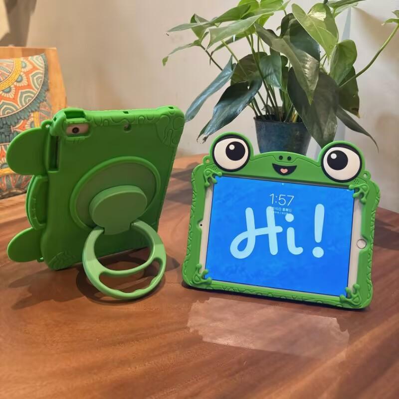 Cartoon Big Eyes Frog Tablet Case For Samsung Tab A7Lite A9 A11Plus T290/297 And iPad 7 8 9 10th 11th 12th Air Pro 11 A16 Mini 4 5 6 7 Kickstand