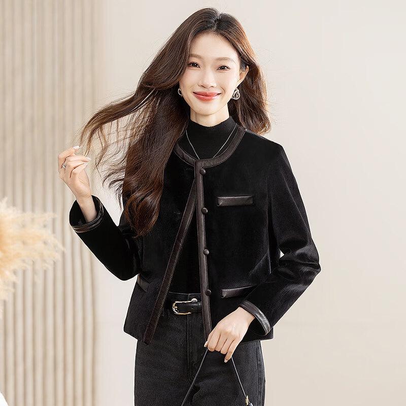 Damen Schicke Gespleißte Rundhals Weite Jacke