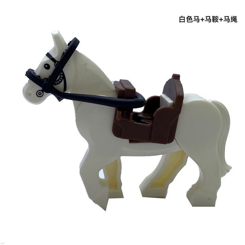 Small Particle Building Block Toy Plastic Horse Figurine Accessories Equipment War Horse Children'S Toys