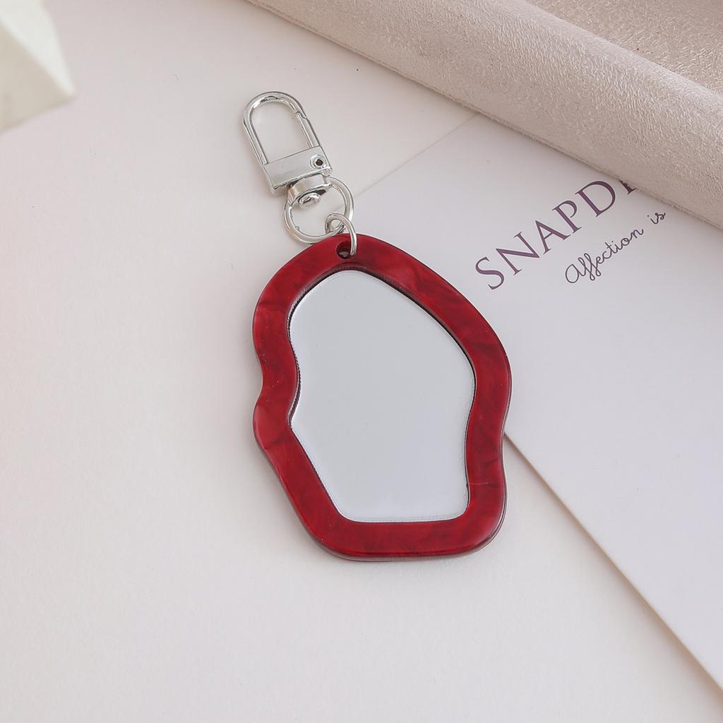 New Irregular Mini Makeup Mirror Keychain Resin Bag Charm Portable Touch-Up Mirror Pendant For Fashion Commute Purse Backpack