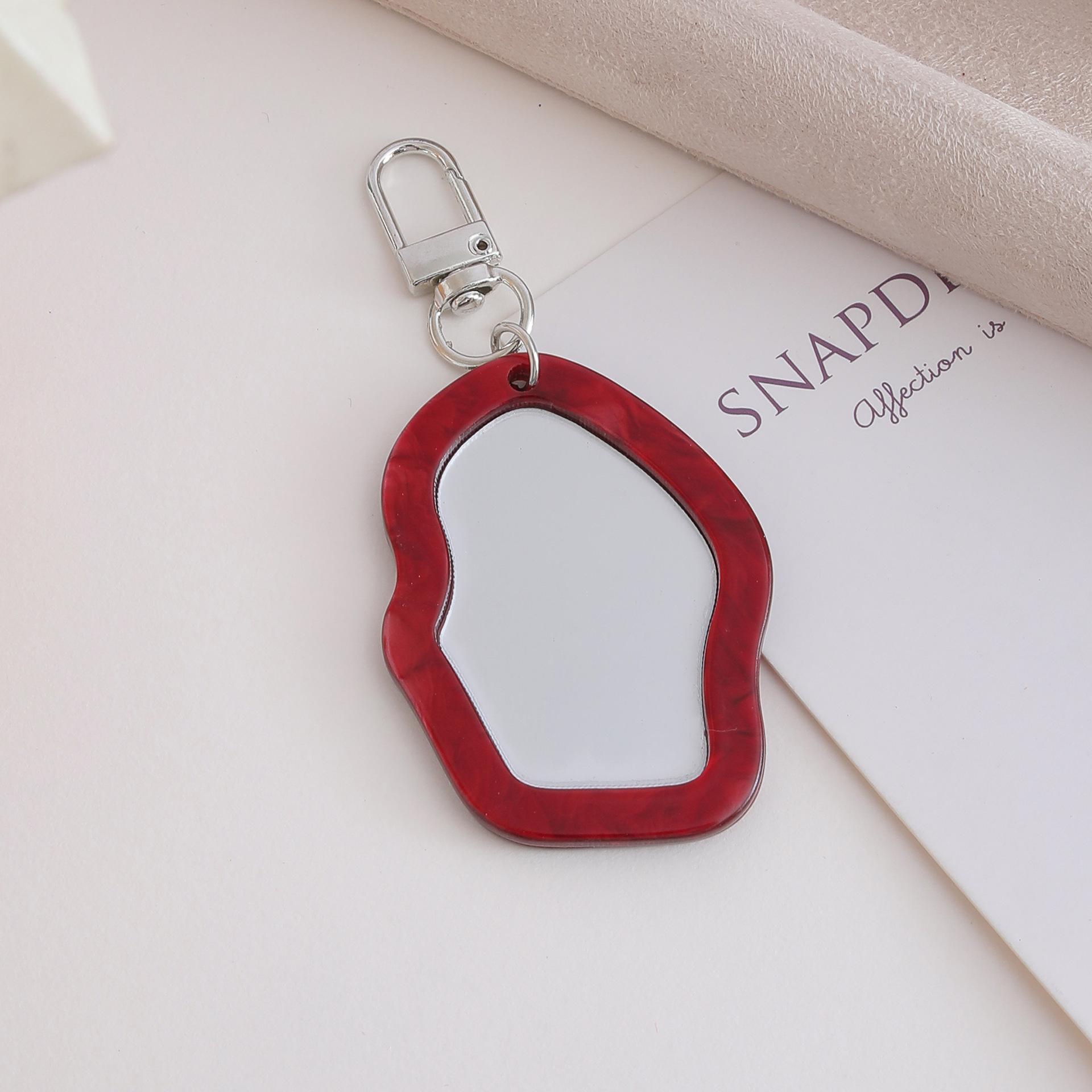 

New Irregular Mini Makeup Mirror Keychain Resin Bag Charm Portable Touch-Up Mirror Pendant For Fashion Commute Purse Backpack