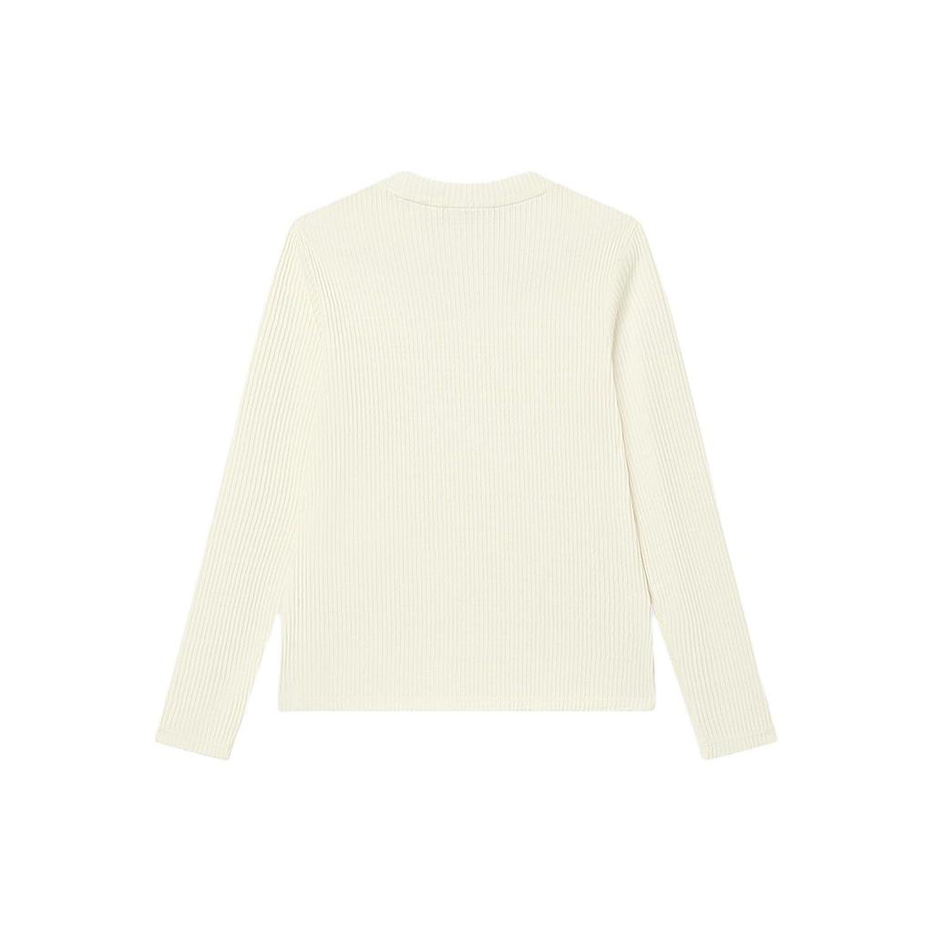 Fila 2023 Winter New Knit Long Sleeve Top Fashion Casual Women Tops Mist-Lotus-White F11W344204F-IV