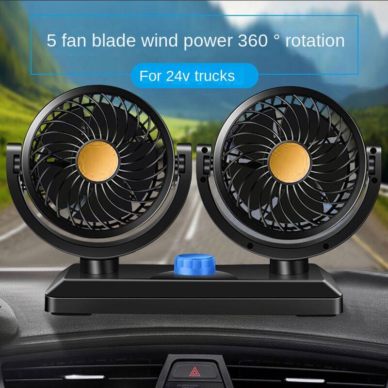 

Car Fan Dual Head Air Fan Charging 360 Degree Rotating Neck Cooler 24v12V Cooling Strong Wind Car Accessories Fan Cooling Car