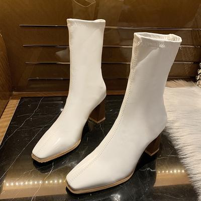Mode Damenmode Stiefel Herbst Neu Eckige Spitze Einfach Lässig Blockabsatz Temperament Stiefel