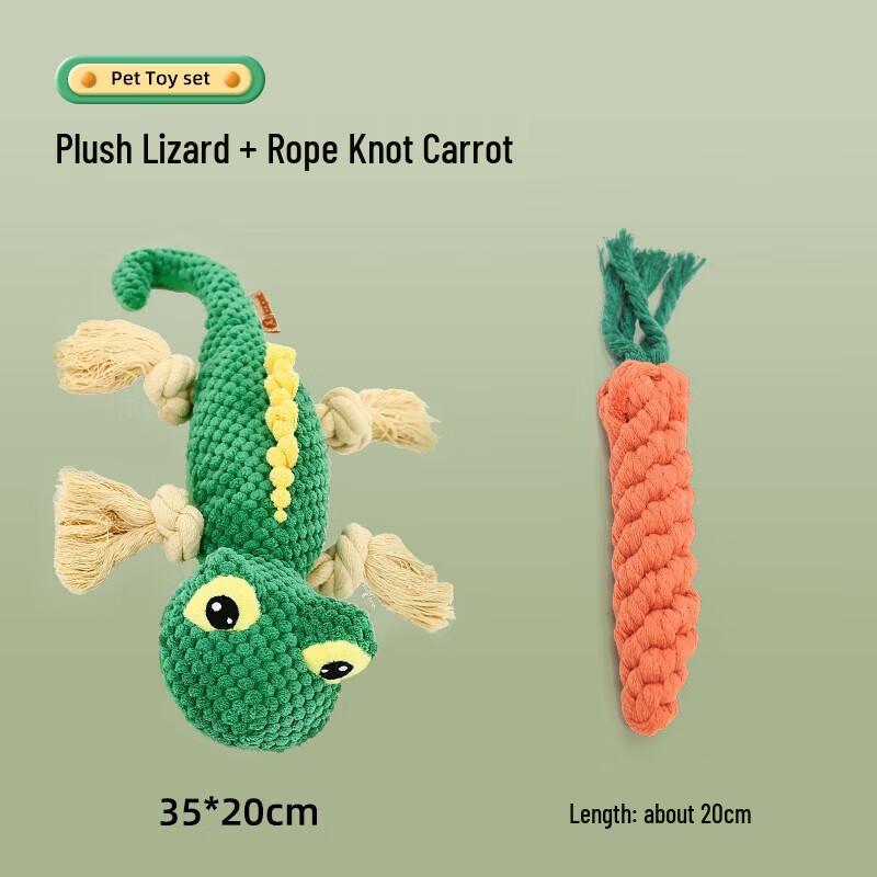 Hoopet Sounding Lizard & Carrot Dog Chew Toy Set