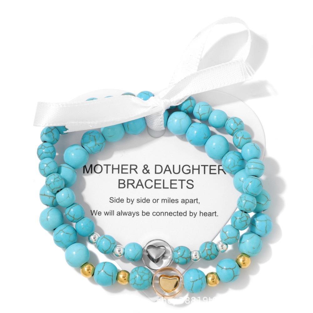 JYL TS Bracelet Lion/Owl  Buddha Head Beaded Spiritual Enhances Wisdom & Calm Blue Turquoise-2 piece set