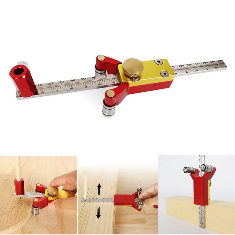 3 In 1 Woodworking Marking Gauge Parallel Line Scriber Arc Line Drawer Height Gauge Inch Measuring Tool